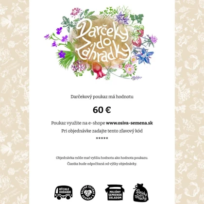 Darčeková poukážka v hodnote 60 €