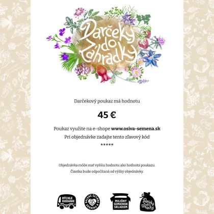 Darčeková poukážka v hodnote 45 €