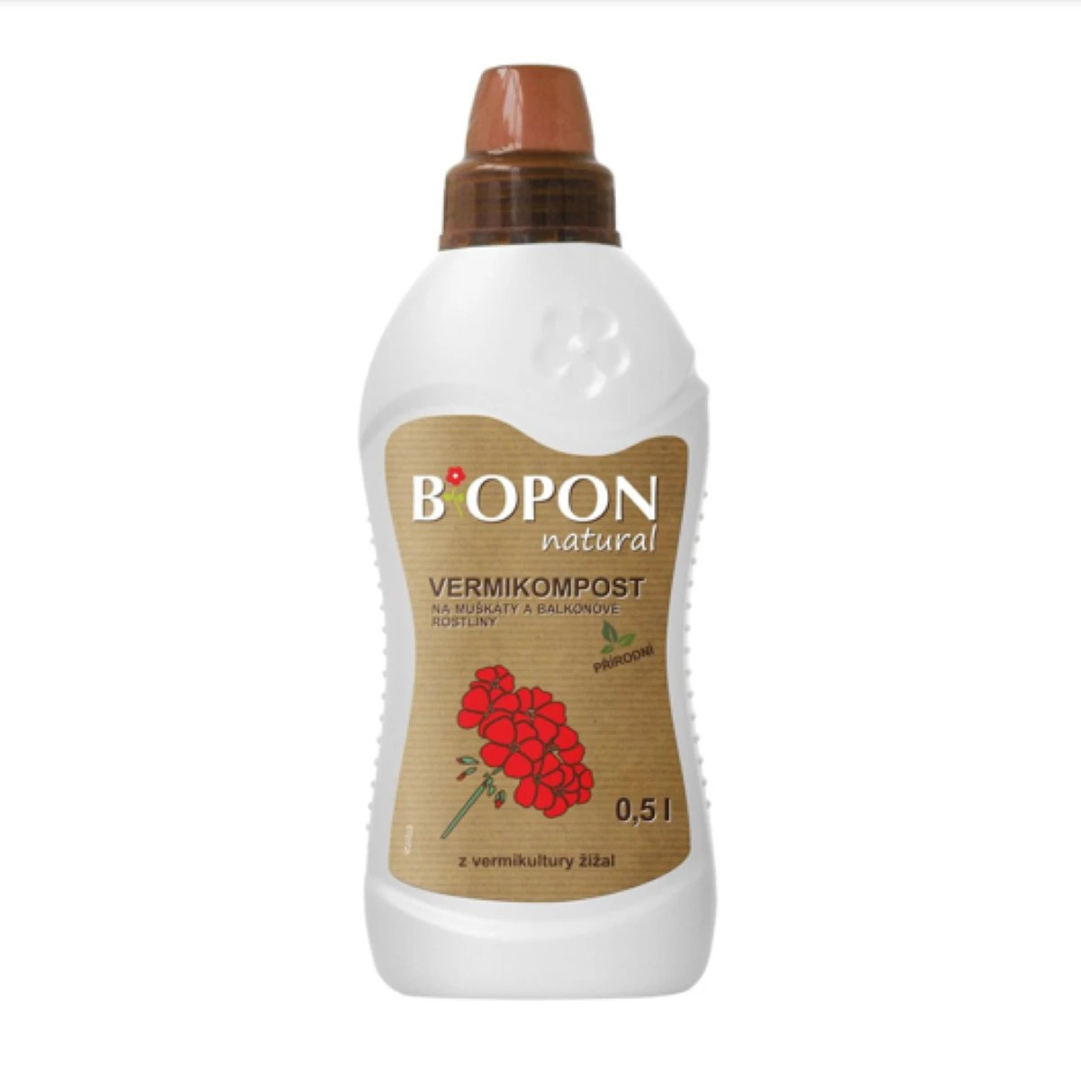 Vermikompost - Muškáty a balkónové rastliny - BoPon - hnojivo - 500 ml