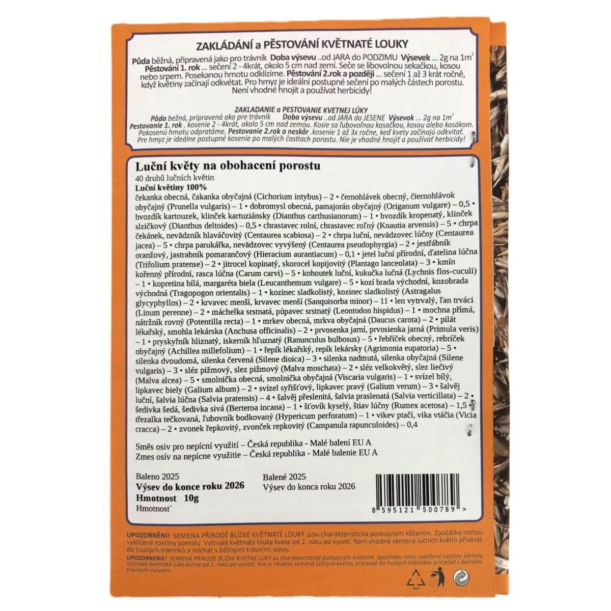 Kvetinová lúka pre obohatenie porastu - Plata Naturalis - osivo lúčnych kvetov - 10 g