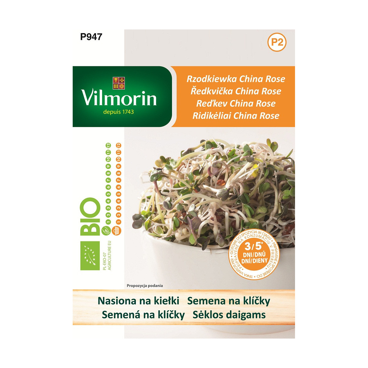 BIO semená na klíčky - Reďkovka China Rose - Vilmorin - 10 g