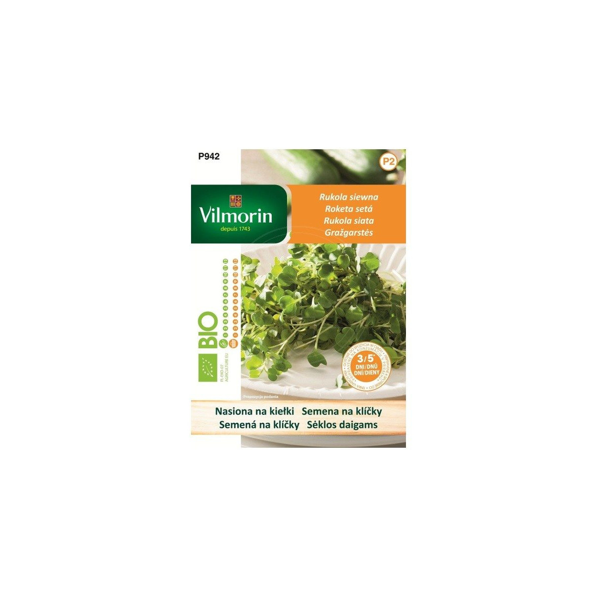 BIO semená na klíčky - Rukola siata - Vilmorin - 20 g