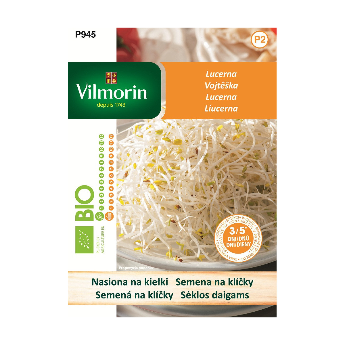 BIO semená na klíčky - Lucerna - Vilmorin - 15 g