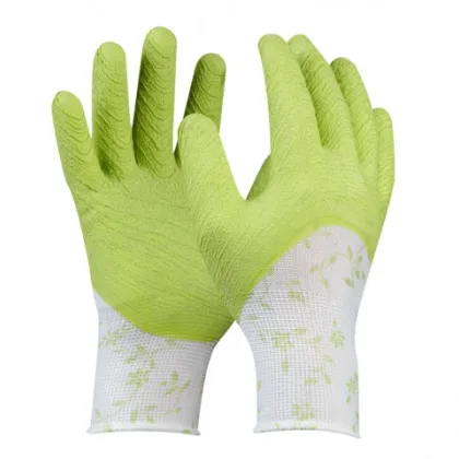 Pracovné rukavice dámske zelené - veľkosť 7 - Flower - 1 pár